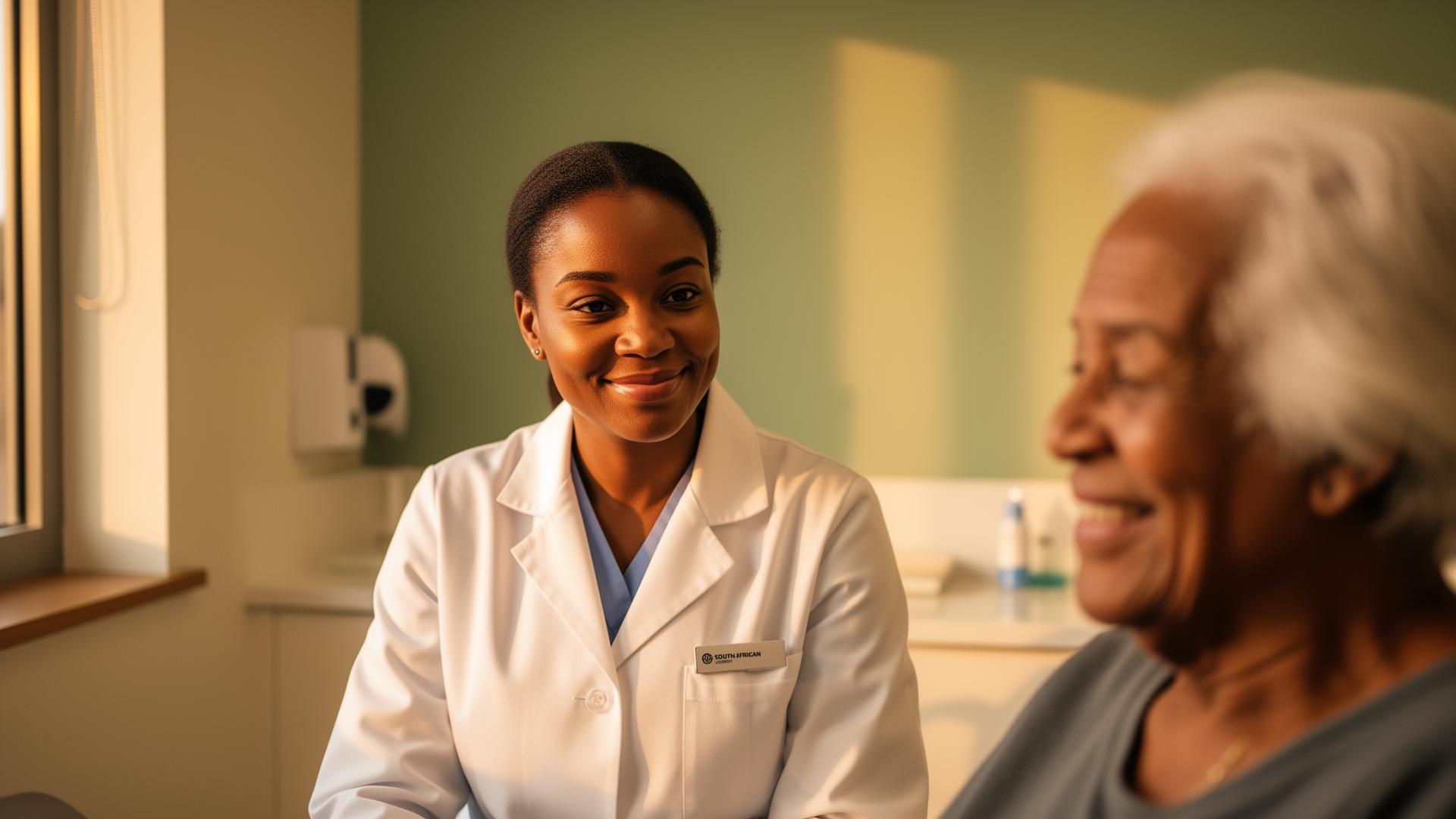 A South African doctor in conversation with a patient